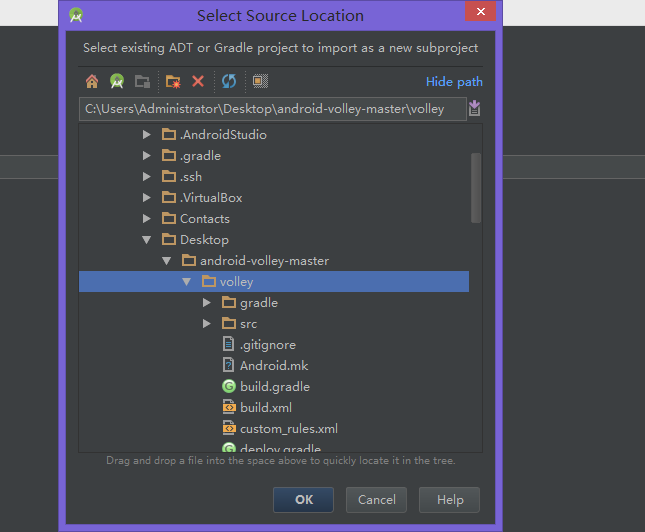 android studio 添加 library project 以volley为例